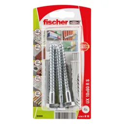 Fischer Nylon & steel Wall plug (L)60mm (Dia)10mm, Pack of 4