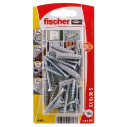 Fischer Nylon & steel Wall plug (L)30mm (Dia)10mm, Pack of 15