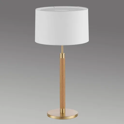 Wooden table lamp Lignum, chintz lampshade, brass