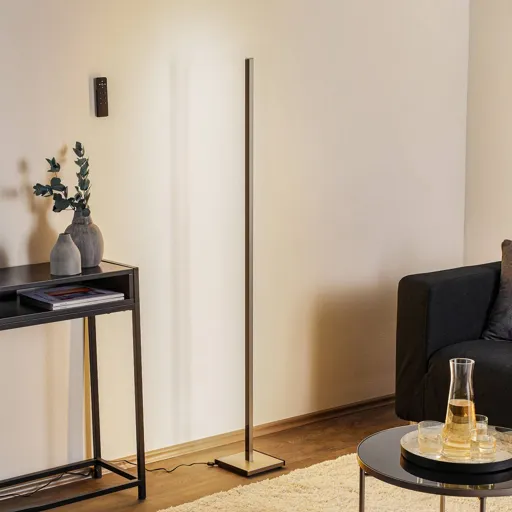 Black Orix LED floor lamp, remote control, 180 cm