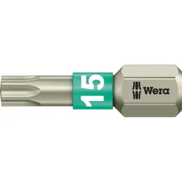 Wera Torsion Stainless Steel Torx Screwdriver Bit - T15, 25mm, Pack of 1