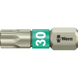 Wera Torsion Stainless Steel Torx Screwdriver Bit - T30, 25mm, Pack of 1