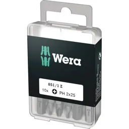 Wera 851/1Z SB Tough DIY Phillips Screwdriver Bits - PH2, 25mm, Pack of 10
