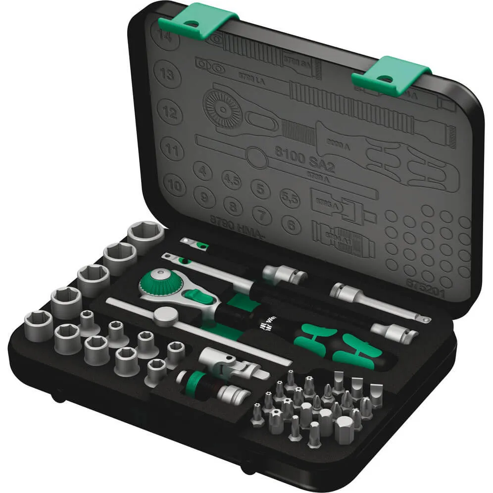 Wera 8100 SA2 Zyklop 42 Piece 1/4" Drive Socket Set - 1/4"