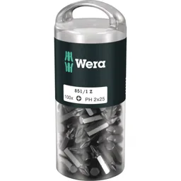 Wera 850/1Z Extra Tough Phillips Screwdriver Bits - PH2, 25mm, Pack of 100