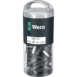 Wera 850/1Z Extra Tough Pozi Screwdriver Bits - PZ1, 25mm, Pack of 100