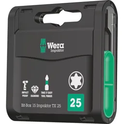 Wera Bit-Box Impaktor Torx Screwdriver Bits - T25, 25mm, Pack of 15