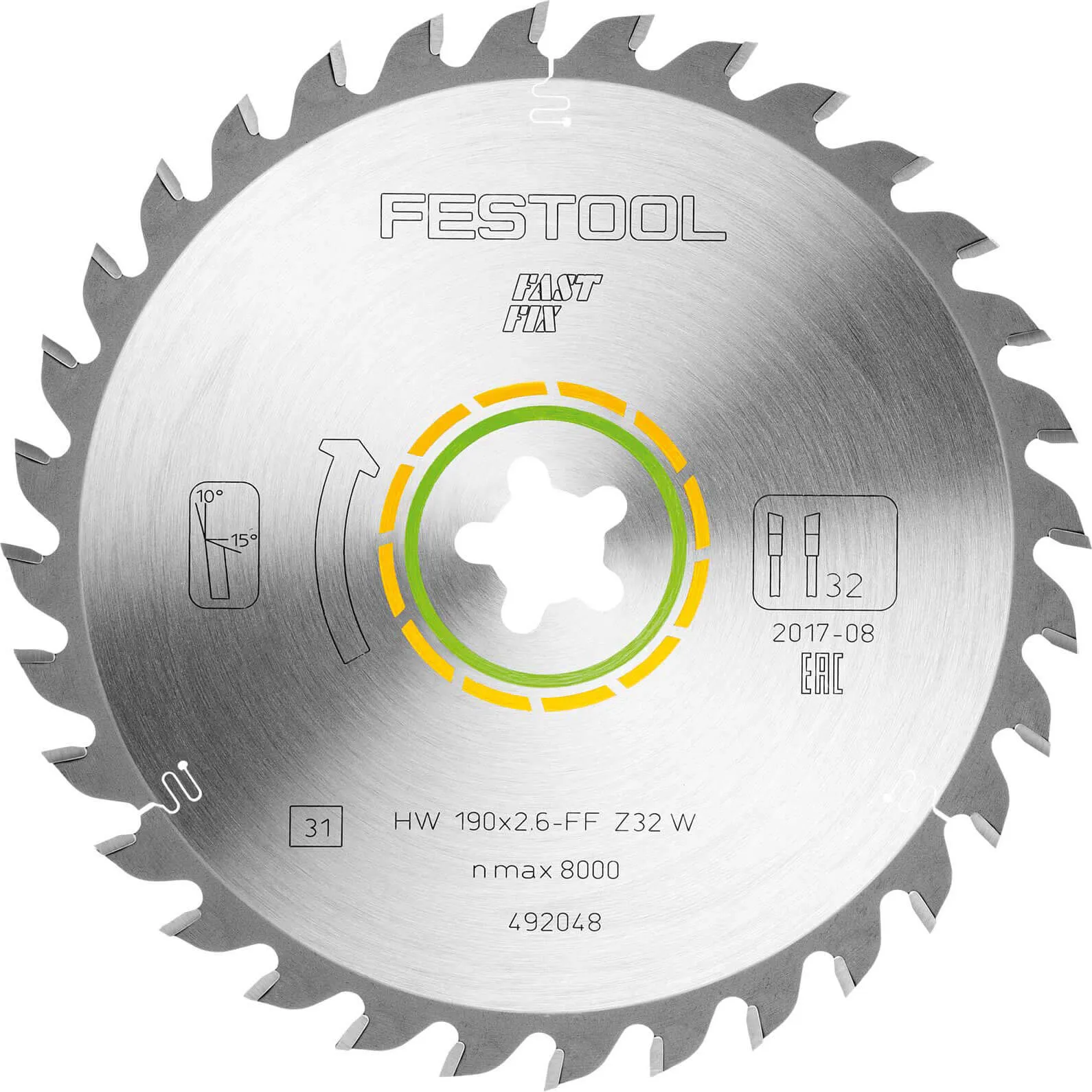 Festool Universal Wood Cutting Circular Saw Blade - 190mm, 32T, FastFix