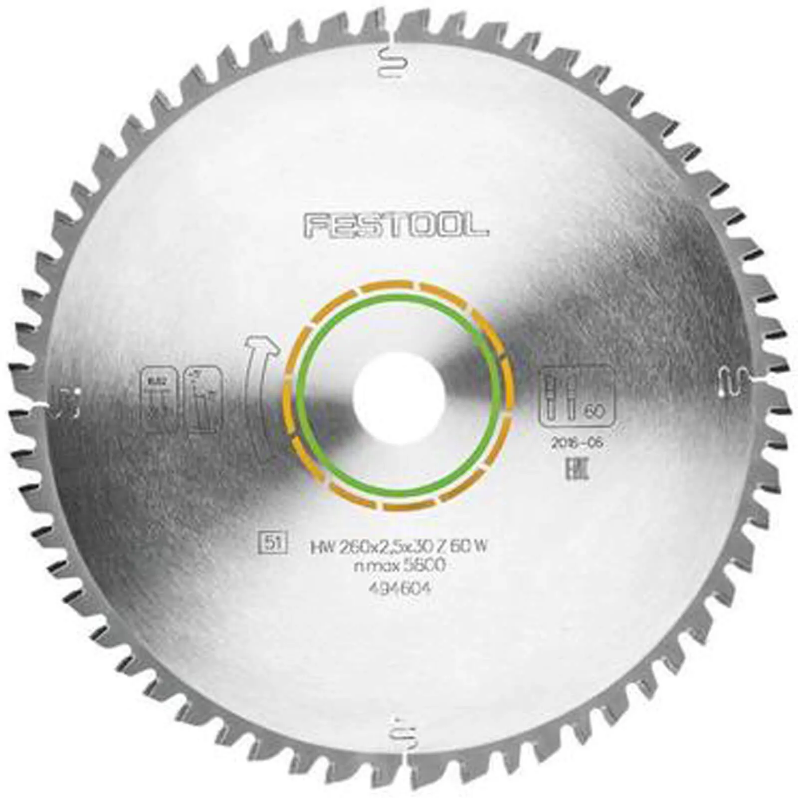 Festool Wood Cutting Plunge Saw Blade - 260mm, 60T, 30mm