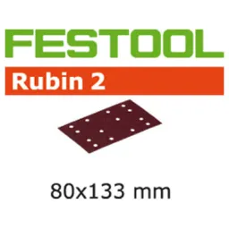 Festool Rubin 2 StickFix Sanding Sheets for Wood 80 x 133mm - 80mm x 133mm, 80g, Pack of 50