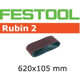 Festool 105mm x 620mm Rubin 2 Abrasive Sanding Belt - 105mm x 620mm, 120g, Pack of 10