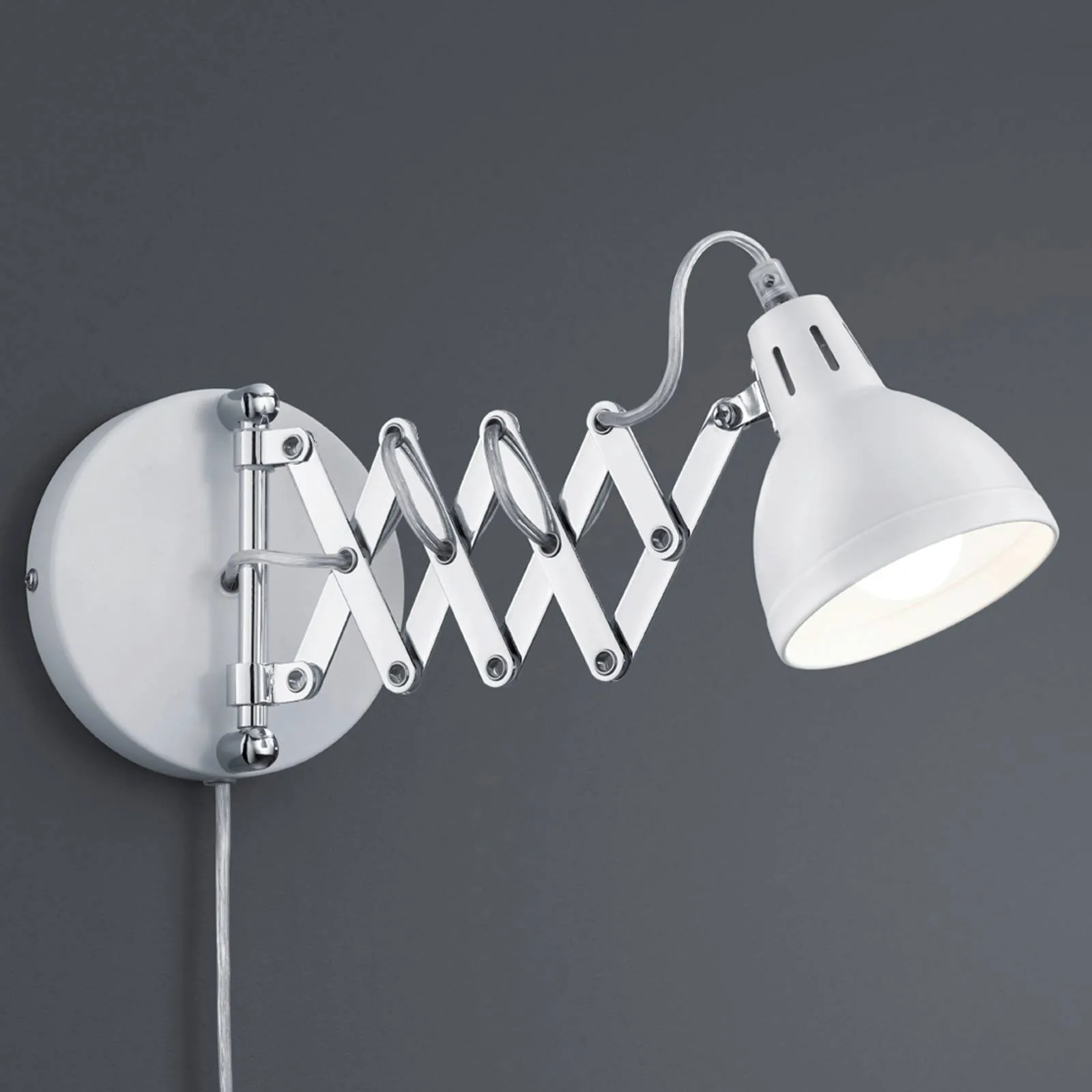 With matt white lampshade - wall light Scissor