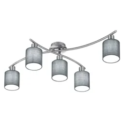 Ceiling light Garda Five-bulb with grey lampshades
