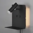LED wall lamp Element with shelf matt black