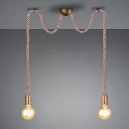 Rope pendant lamp with a decorative rope, 2-bulb