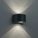 Round Rosario LED outdoor wall light, black