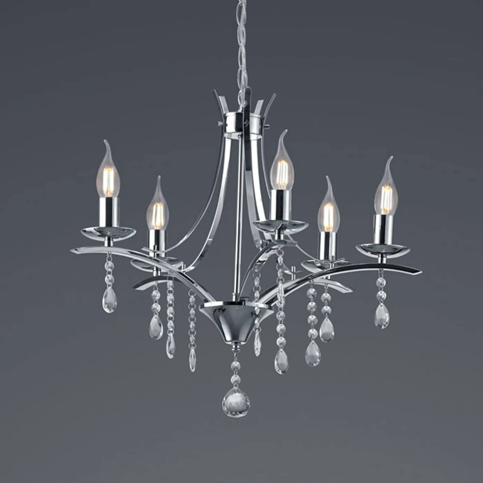 Lucerna chandelier with glass elements, five-bulb