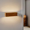 Brad LED wall light, wood, up/down, 37 x 11 cm