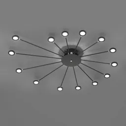 Peacock LED ceiling light, 15-bulb, black