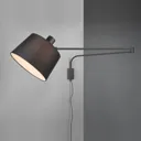 Baldo wall light with cable and plug, black