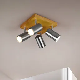 Marley ceiling spotlight, matt nickel, 4-bulb