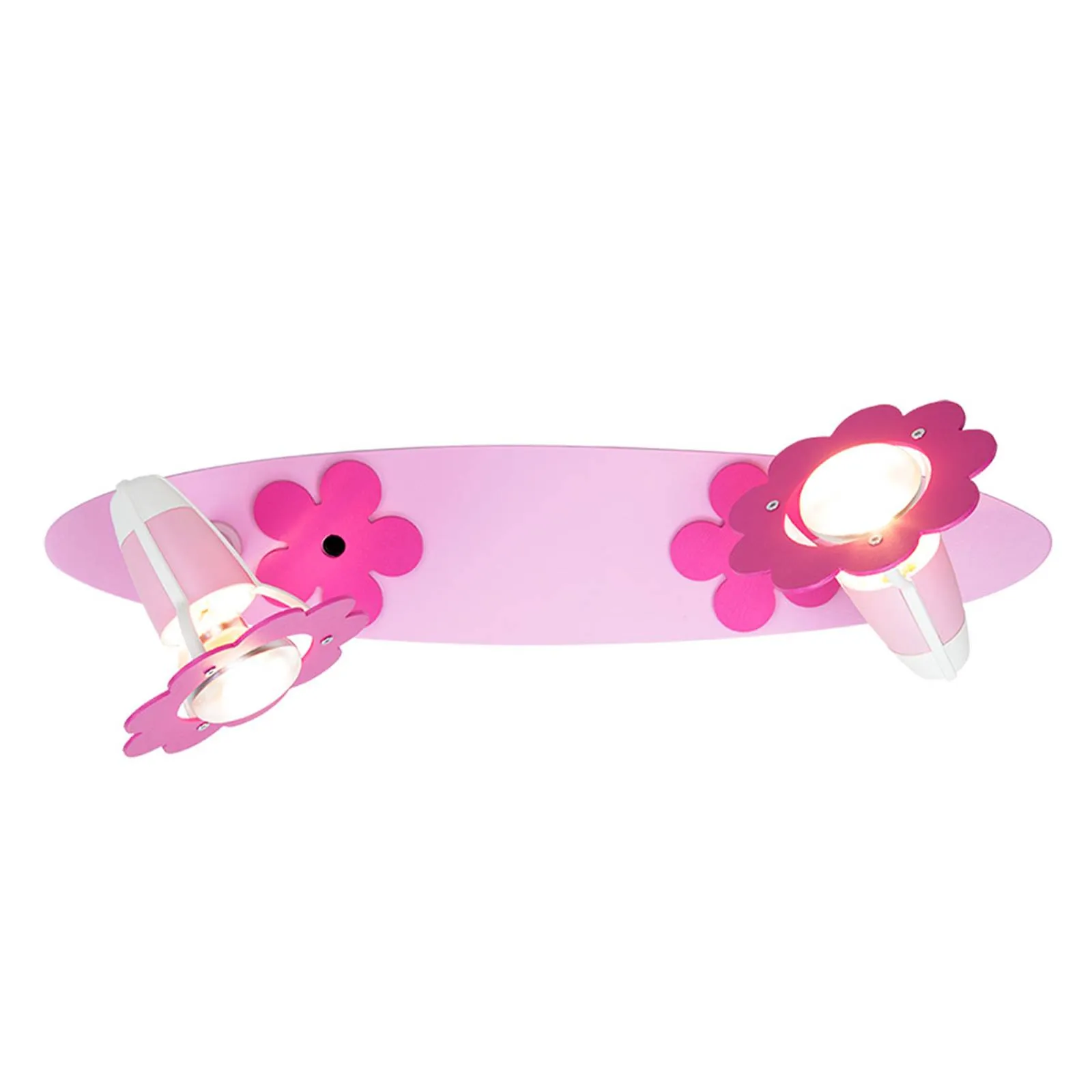 Flower ceiling light, pink, panel, two-bulb