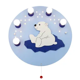 Polar Bear wall light, light blue, five-bulb
