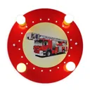 Fire Engine ceiling light, red and yellow, 4-bulb