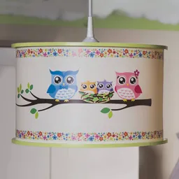 Owl hanging light printed with an owl motif