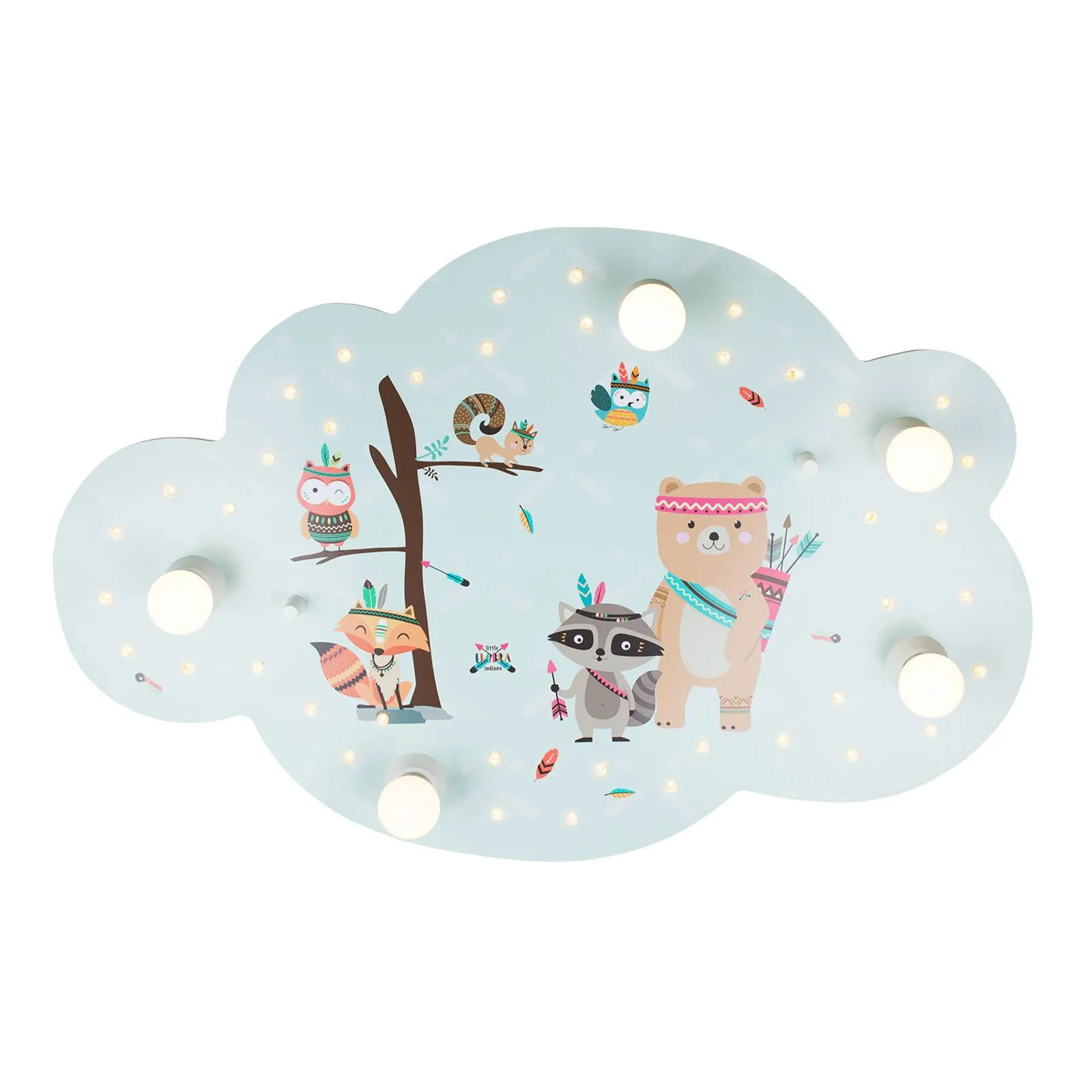 Little Indians ceiling light, picture cloud, mint