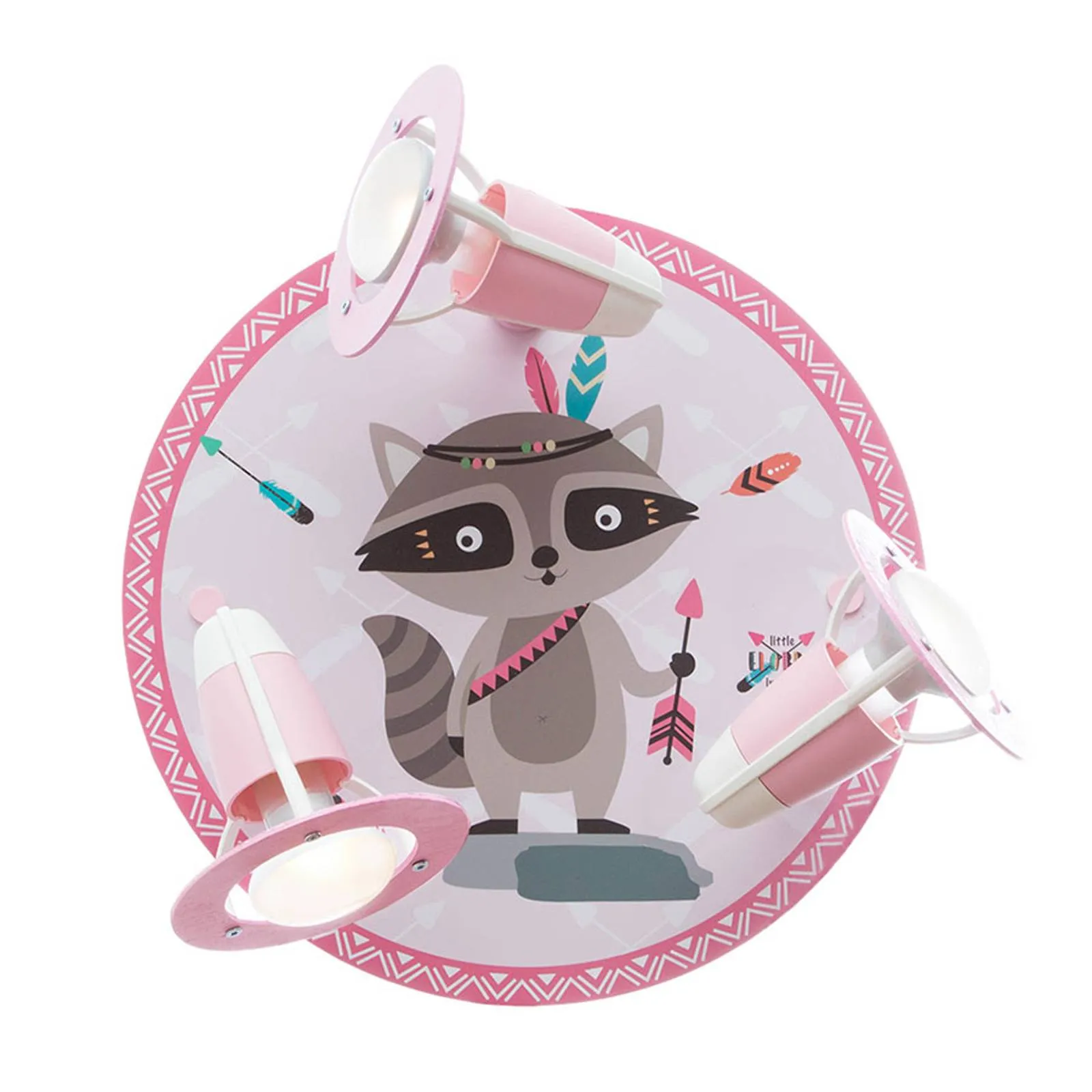 Little Indians ceiling lamp, Oskar Raccoon, pink