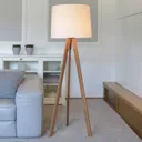 HerzBlut Tre floor lamp, white, oiled walnut