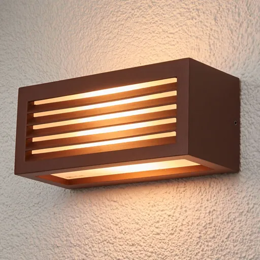 Box L E27 Exterior Wall Lamp, Rust Brown