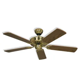 Ceiling fan Royal 103, brass, antique oak