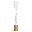 Floor lamp Tulip with red cable, white oak