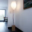 Floor lamp Tulip with red cable, white oak