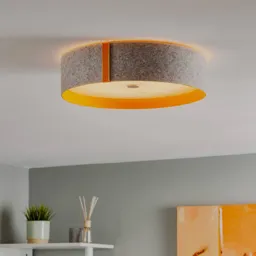 Orange-grey felt ceiling light Lara with LED
