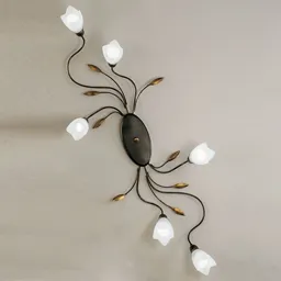 Floral ceiling light CAMPANA six-bulb