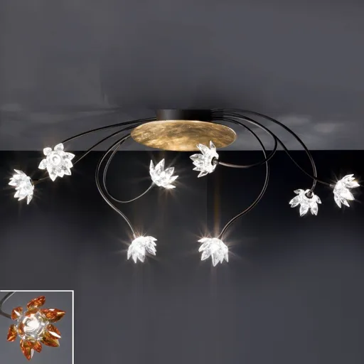 Fiorella ceiling light, eight-bulb, clear