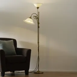 Alwine brass floor lamp two-bulb