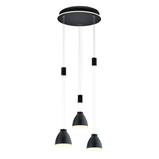 B-Leuchten Leni hanging lamp 3-bulb round black