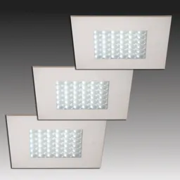 Three Q 68 LED recessed lights with a steel optic