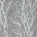 As Creation Life Grey Tree Silver effect Textured Wallpaper