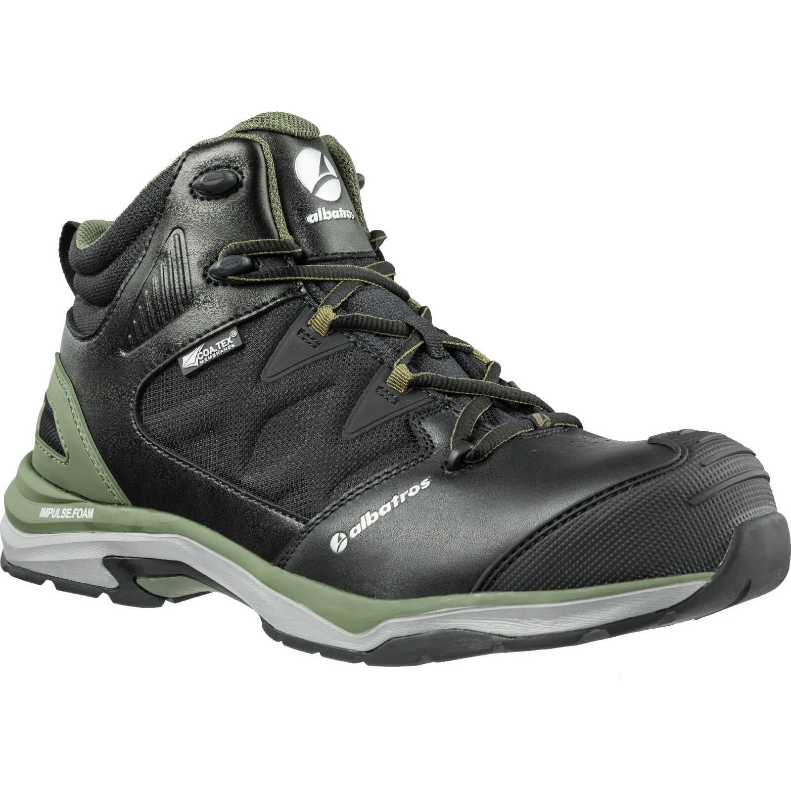 Albatros Mens Ultratrail Olive Ctx Mid Safety Boots - Black / Olive, Size 10