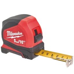 Milwaukee Pro Compact Tape Measure - Imperial & Metric, 16ft / 5m, 25mm