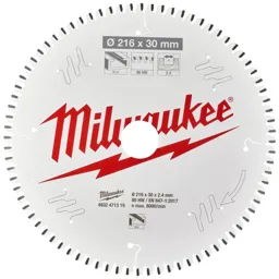 Milwaukee Aluminium Cutting Circular Mitre Saw Blade - 216mm, 80T, 30mm