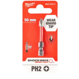 Milwaukee Shockwave Impact Duty Phillips Screwdriver Bits - PH2, 50mm, Pack of 1