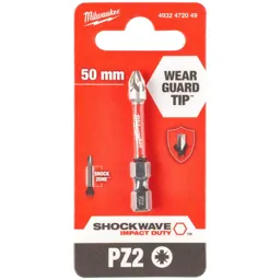 Milwaukee Shockwave Impact Duty Pozi Screwdriver Bits - PZ2, 50mm, Pack of 1