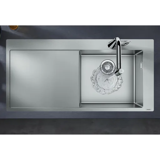 hansgrohe S71 Stainless Steel Kitchen Sink - 1 Bowl with Drainer S715-F450