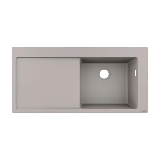 hansgrohe S51 Concrete Grey SilicaTec Inset Kitchen Sink - 1 Bowl with Drainer S514-F450